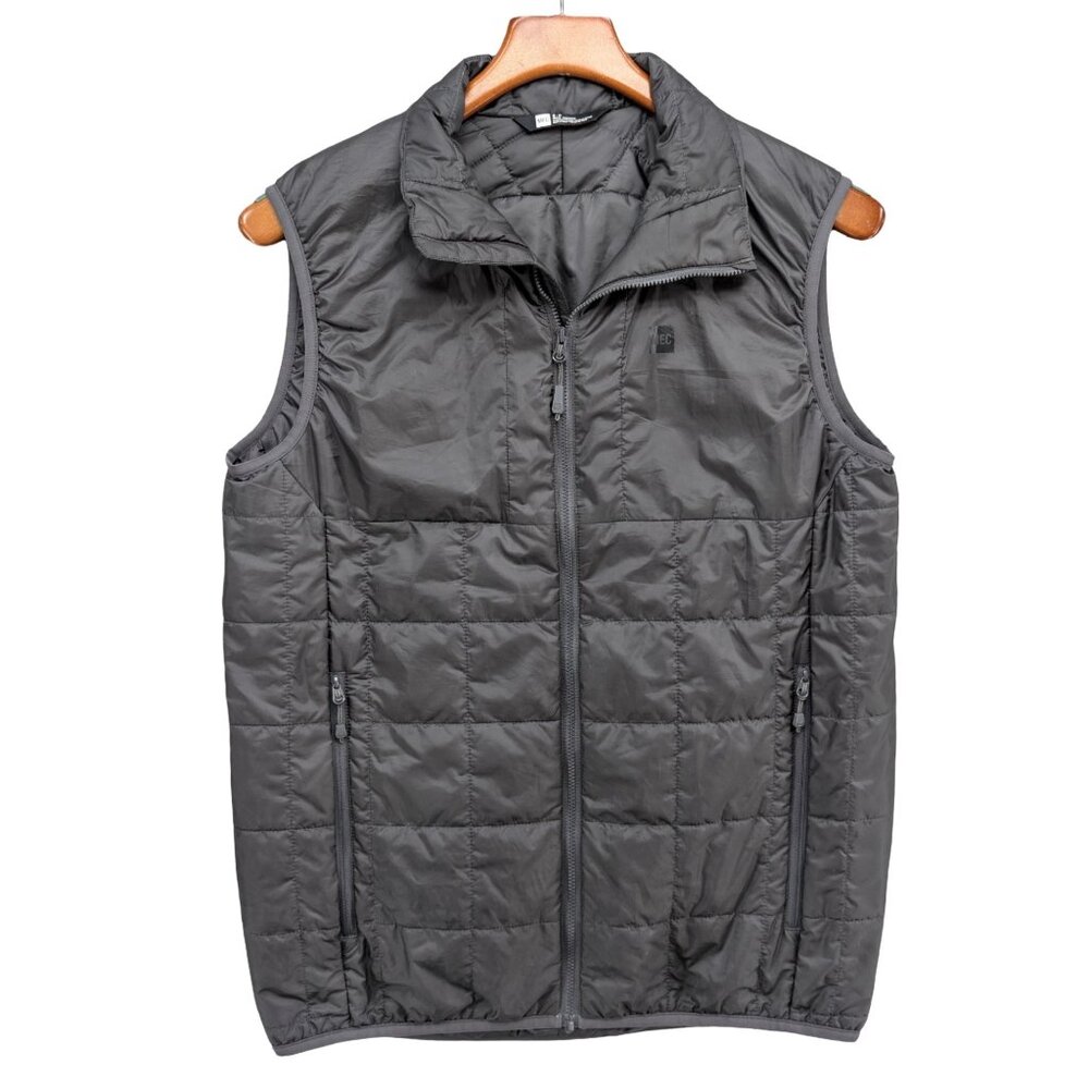 MEC Aura Vest Mens Grey Softshell Full Zip Lightweight Lined Insulated Size S